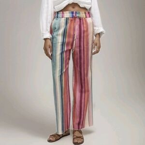 Mango Colorful Striped Wide Leg Pants